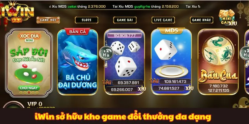 iWin sở hữu kho game đổi thưởng đa dạng