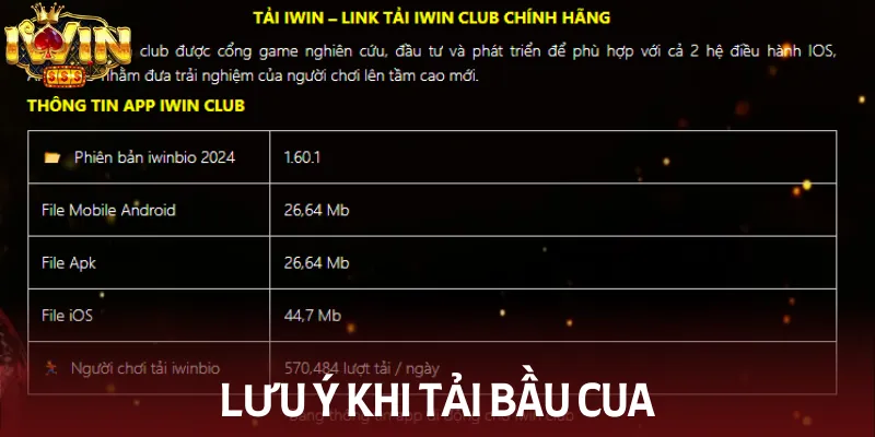 Những lưu ý quan trọng khi tải bầu cua